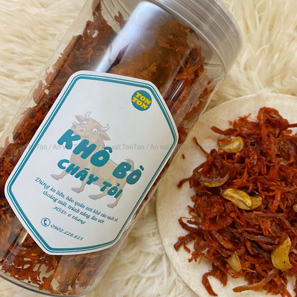 Khô bò cháy tỏi xé cay, bò khô sợi 200g | TonTon đồ ăn vặt Hà Nội | BigBuy360 - bigbuy360.vn