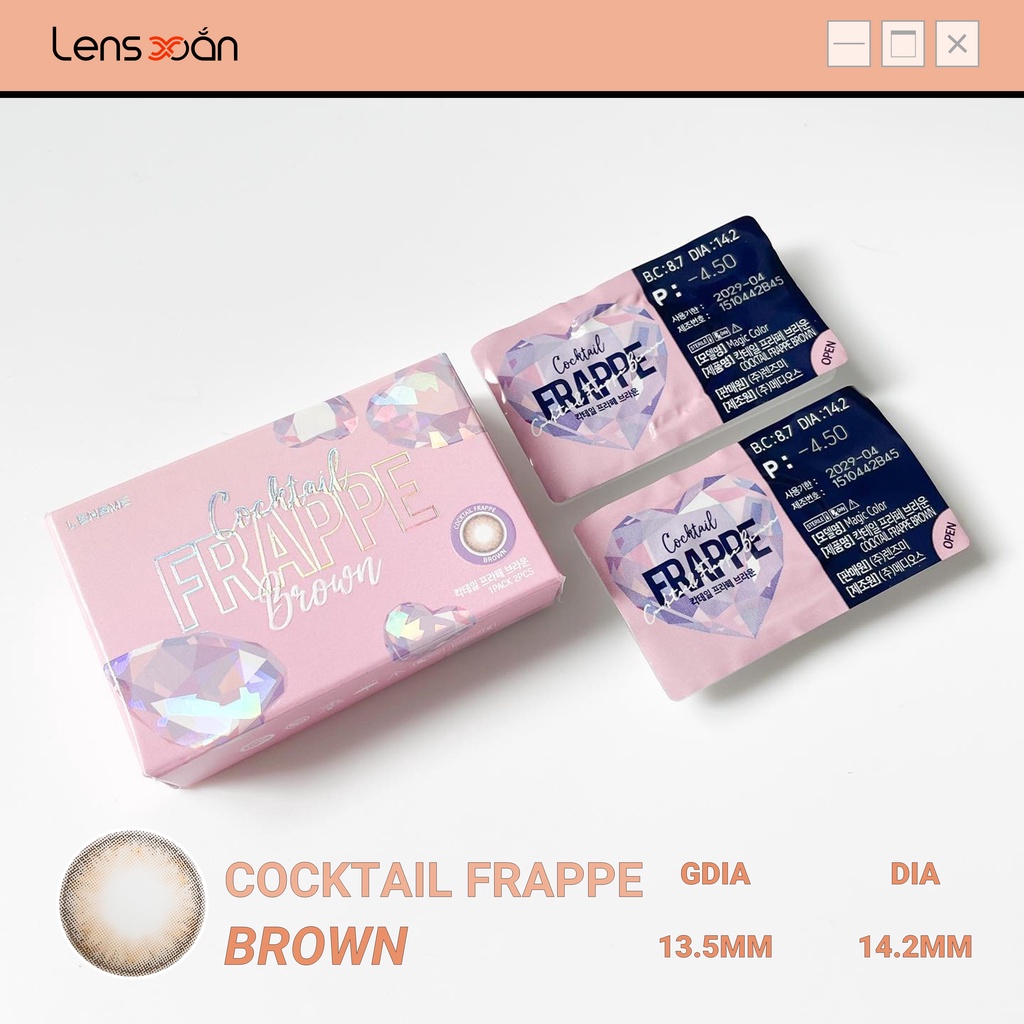 KÍNH ÁP TRÒNG COCKTAIL FRAPPE BROWN CỦA LENS ME: Lens nâu sữa hiệu ứng pha lê trong trẻo | Lens Xoắn