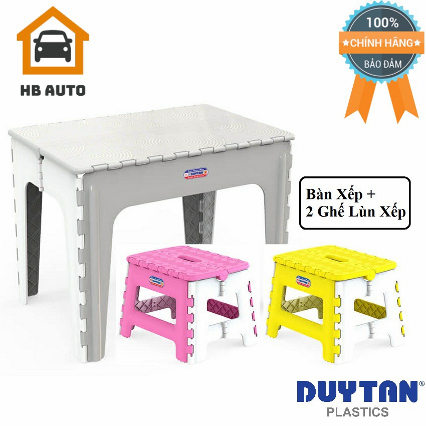 Kiện Bàn Xếp Gấp Gọn Duy Tân (65 x 45 x 50 cm) và Hai Ghế Lùn Xếp Duy Tân (29.6 x 24 x 21.4 cm)