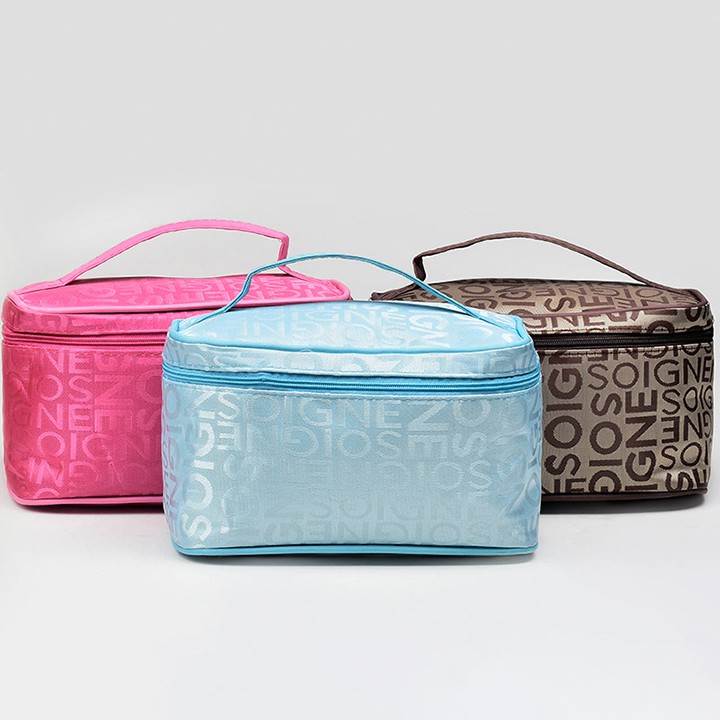 Túi đựng mỹ phẩm du lịch ngăn to để đồ trang điểm makeup SOIGNE vải Oxford