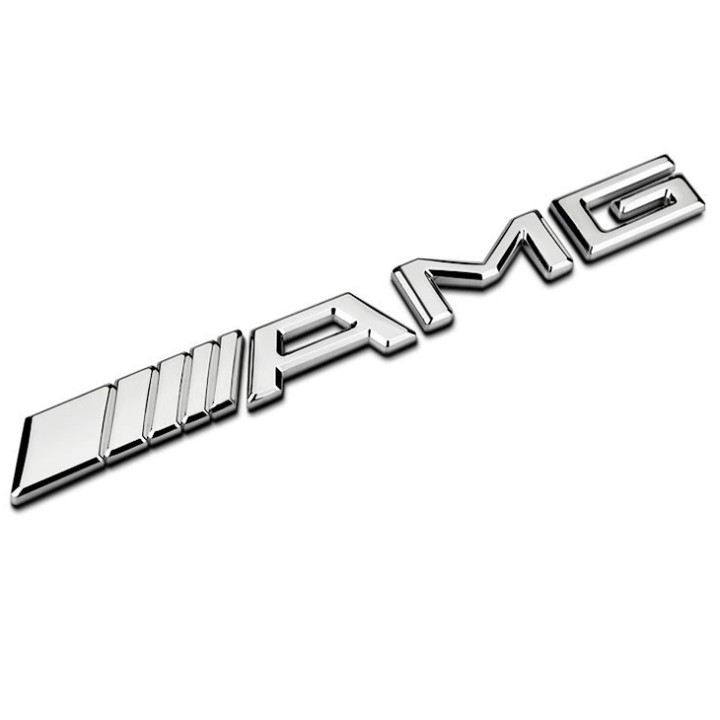 Logo chữ nổi AMG 3D hợp kim inox dán xe đuôi ô tô Kích thước 19*2cm