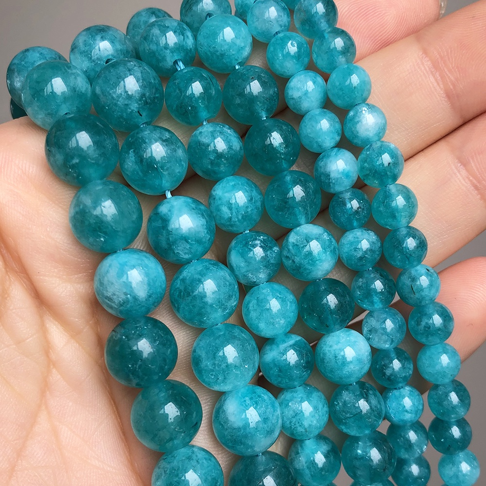 DIY Imitation Blue Amazonite Loose Beads For Making Bracelet 15"