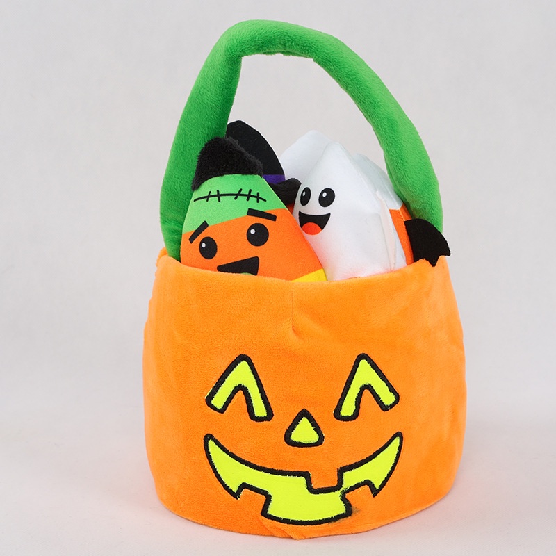 Mới Giỏ Đựng Kẹo Halloween Hình Quả Bí Ngô Nhồi Bông Ngộ Nghĩnh