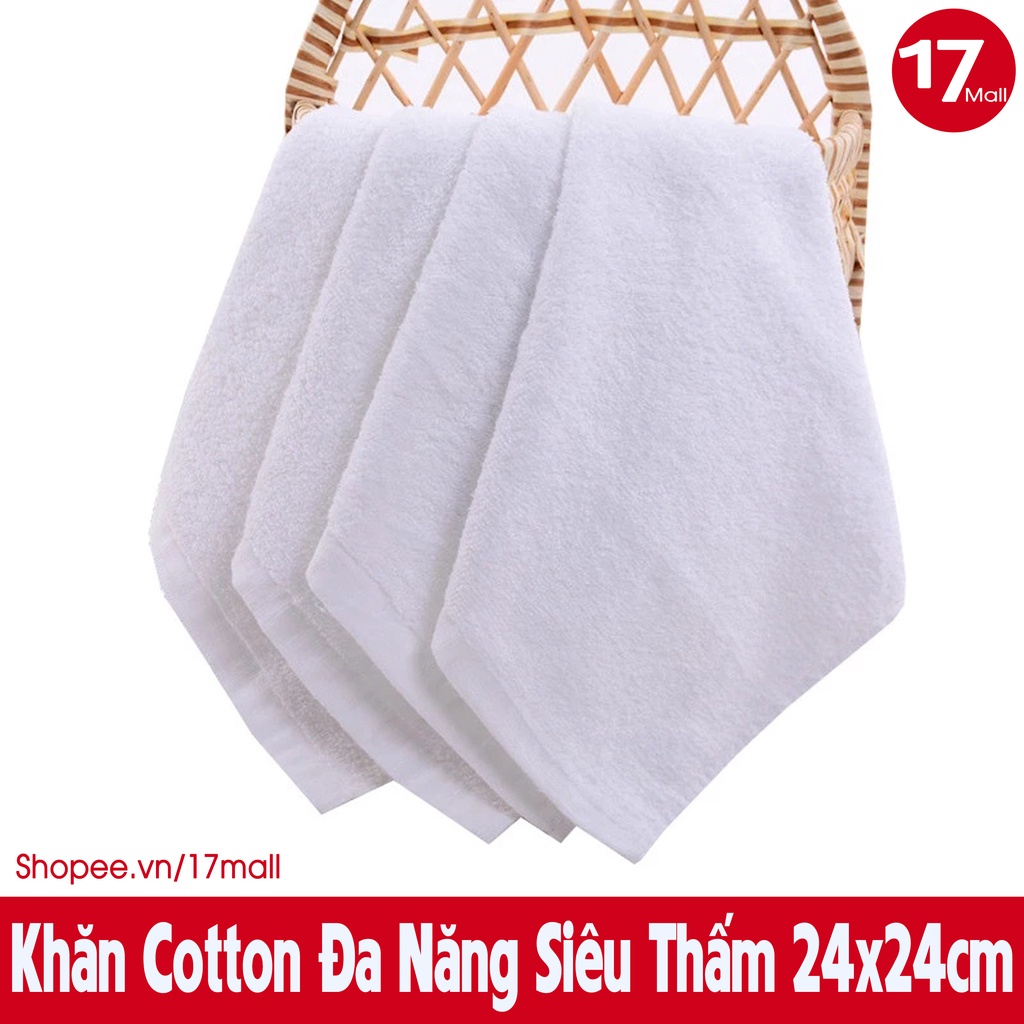 Khăn lau đa năng 24x24cm tiết kiệm, khăn cotton vuông lau bếp, xe ô tô, lau quán ăn, bệnh viện, spa, nail, trường học