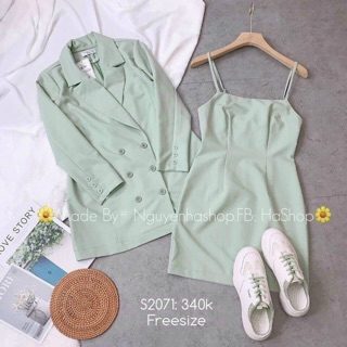 Set vest xanh mint