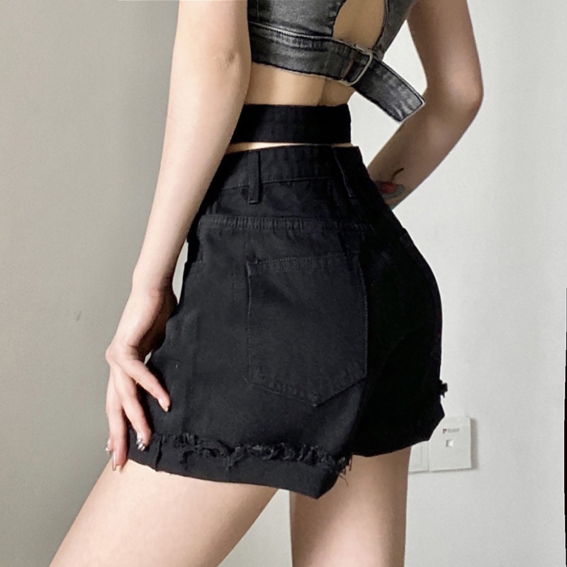 Chân Váy Lưng Cao Phối Ren Đính Nút Thời Trang Đường Phố