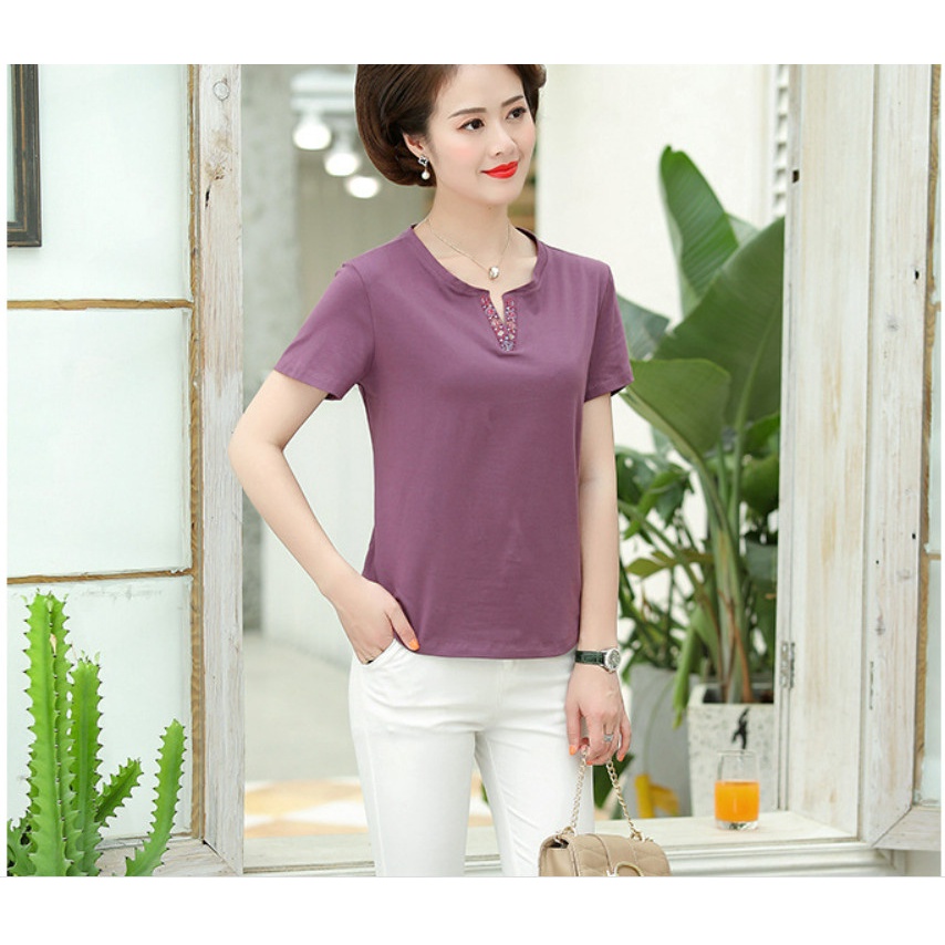 (HÀNG SẴN) Áo Thun Mềm Đẹp Giản Dị Cho Mẹ SM07 - Hàng Quảng Châu Cao Cấp