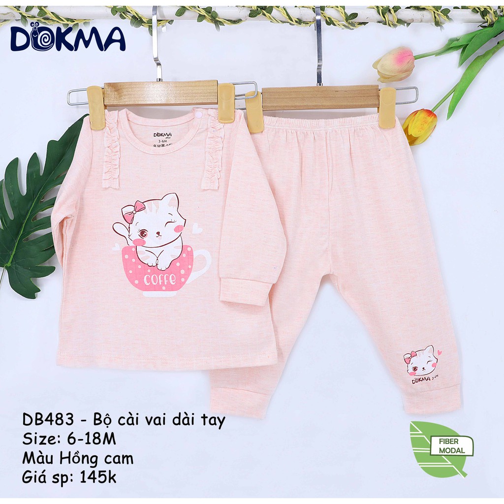 Bộ dài tay cài vai modal mềm mịn Dokma DB483 (6-18m)