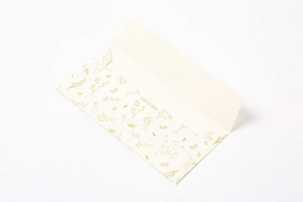 Set 4 Phong Bì ARTBOX Hàn Quốc Màu Ngà Họa Tiết Lá Vàng