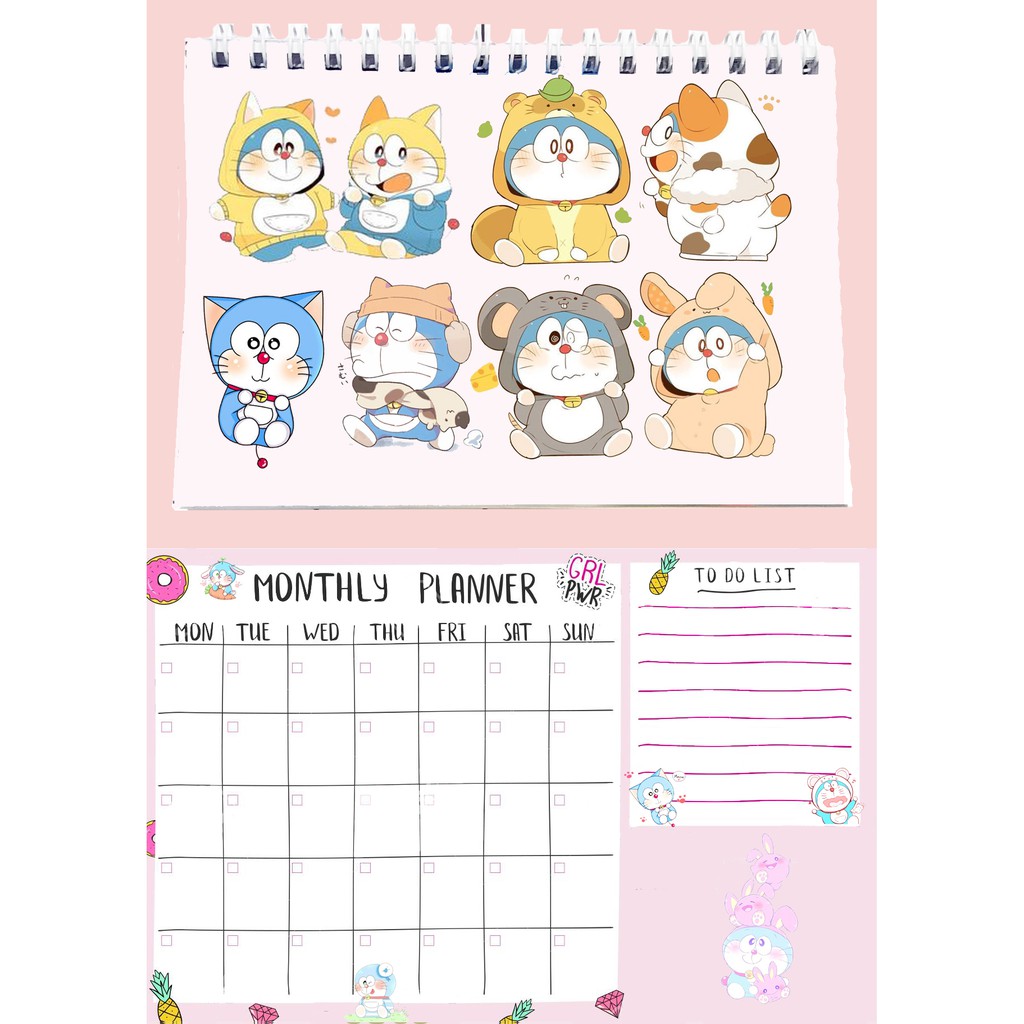 Sổ kế hoạch tháng doremon MPI22 Monthly Planner 12 trang