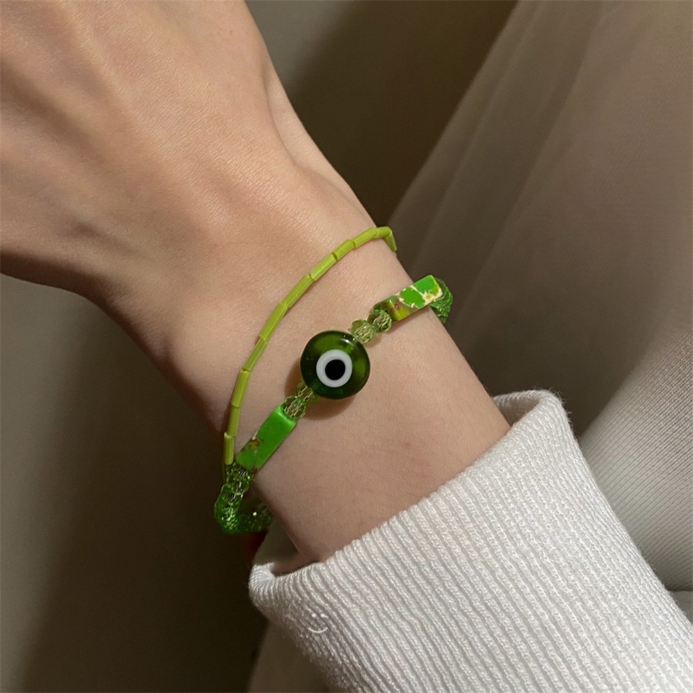Cod Qipin Vòng Tay Chuỗi Hạt Màu Xanh Lá Cây Ngọt Ngào Nhiều Màu Sắc Thời Trang Hàn Quốc Làm Quà