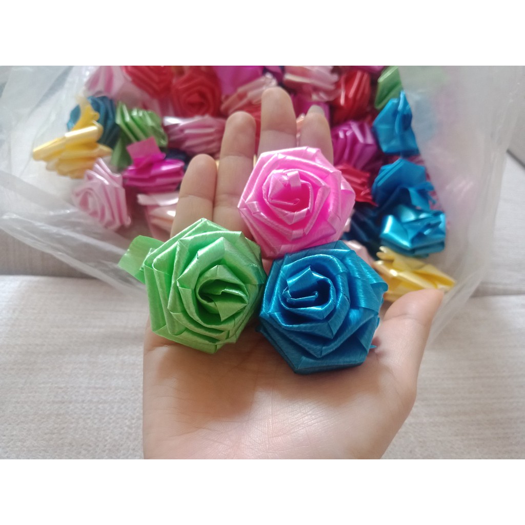 Dây ruy băng nhựa bản 2cm/ 3cm , cuộn ruy băng lụa, làm hoa hồng từ ruy băng