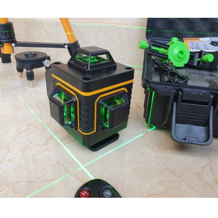 Máy cân mực 16 tia laser xanh 3D SAKURA, máy bắn cos lazer giá rẻ, tia nét chuẩn, kèm chân 1,2m và giá treo tường