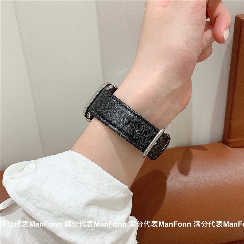 Dây đeo đồng hồ thông minh da thay thế thích hợp cho Apple Watch 7 6 5 3 4 2 SE 41mm 45mm 38Mm 40mm 42mm 44mm