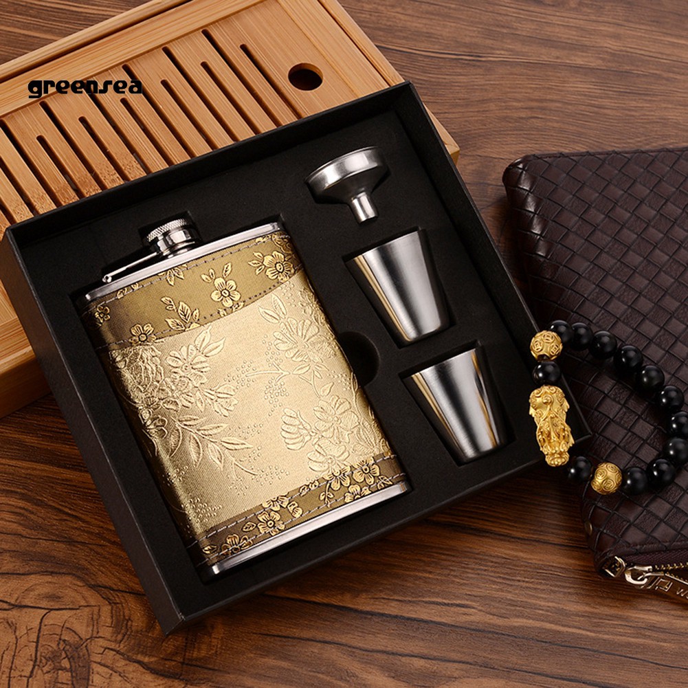 Bộ Bình Đựng Rượu Whiskey 8Oz Thiết Kế Nhỏ Gọn Kèm Phễu Tiện Dụng