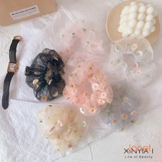 Băng Đô Vải Voan Co Giãn Thêu Hoa Cúc Xinh Xắn