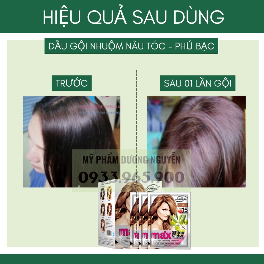 10 Gói Dầu Gội Nhuộm Nâu Tóc Hạt Dẻ Max Shine Color