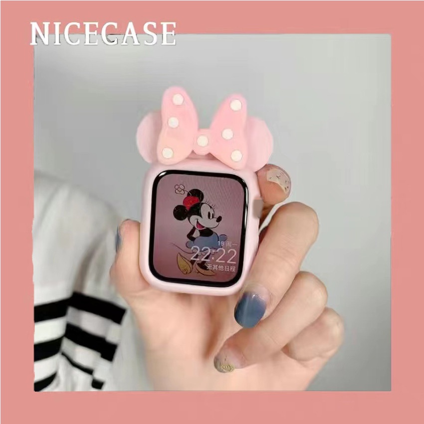 Hoạt Hình Ốp Bảo Vệ Bằng Silicon Mềm Hình minnie Cho Apple Watch Se 7 6 5 4 3 2 1 41mm 45mm 44mm 40mm 38mm 42mm