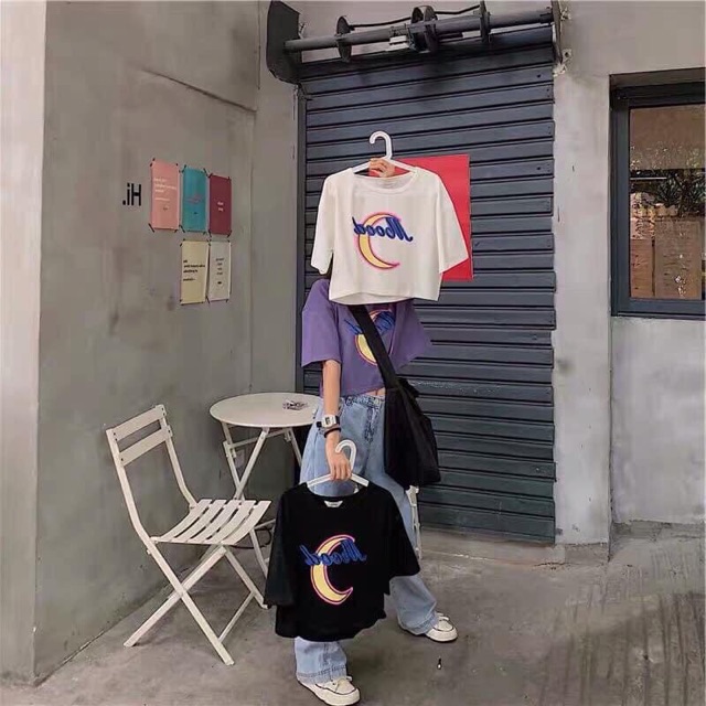 Áo Croptop Mặt Trắng MOOD Kèm Ảnh Thật