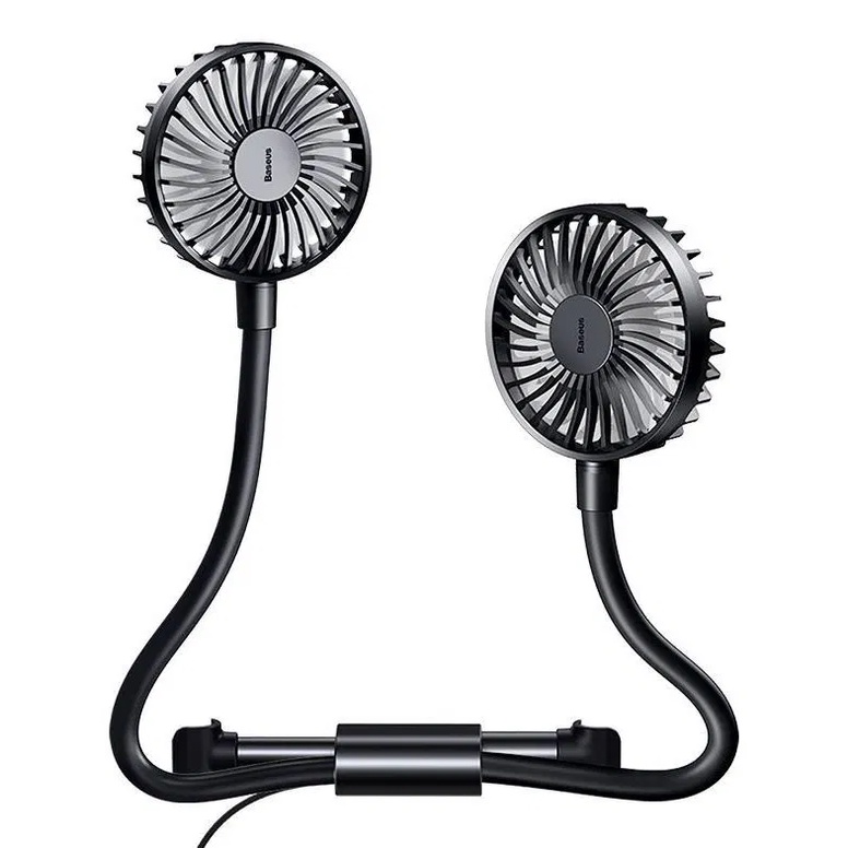 Quạt mini xoay 360 độ 2 đầu chính hãng Baseus Blustery car two-headed vehicle kẹp sau lưng ghế cho xe hơi / xe ô tô