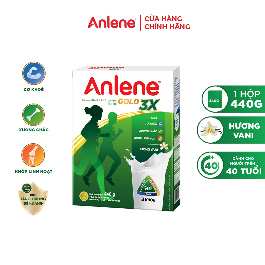 Sữa bột Anlene Gold Movepro Hộp 440g (Vani (trên 40 tuổi))