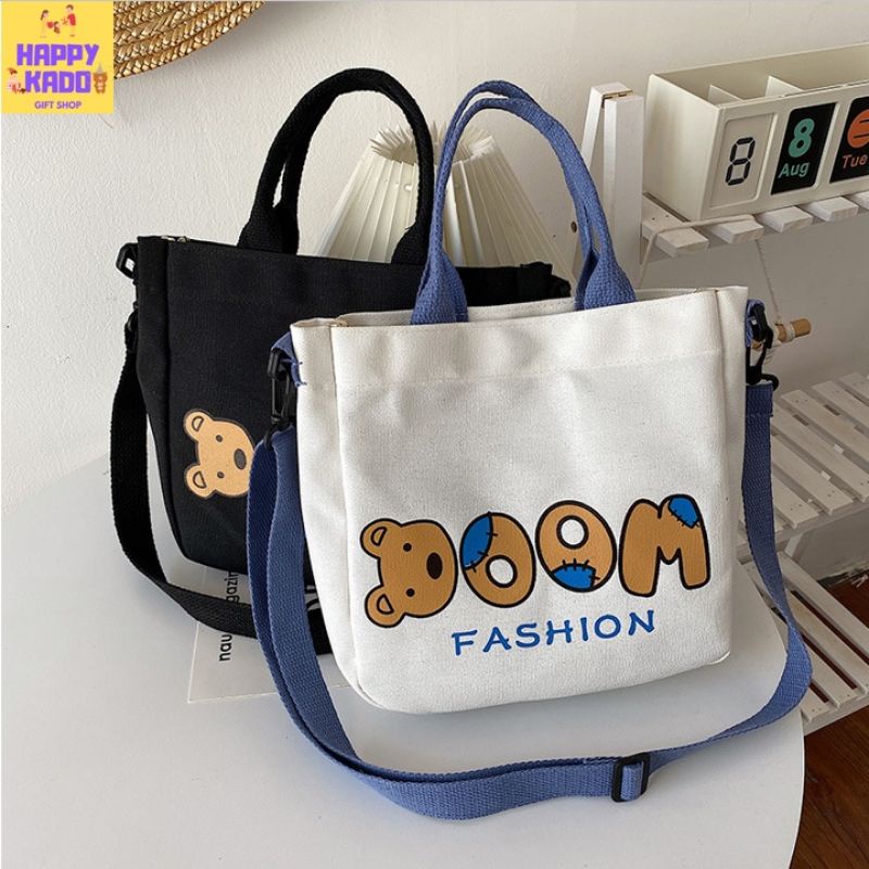 Túi Đeo Chéo Canvas Khóa Nam Châm In Chữ Phong Cách Harajuku 1 Cho Nữ