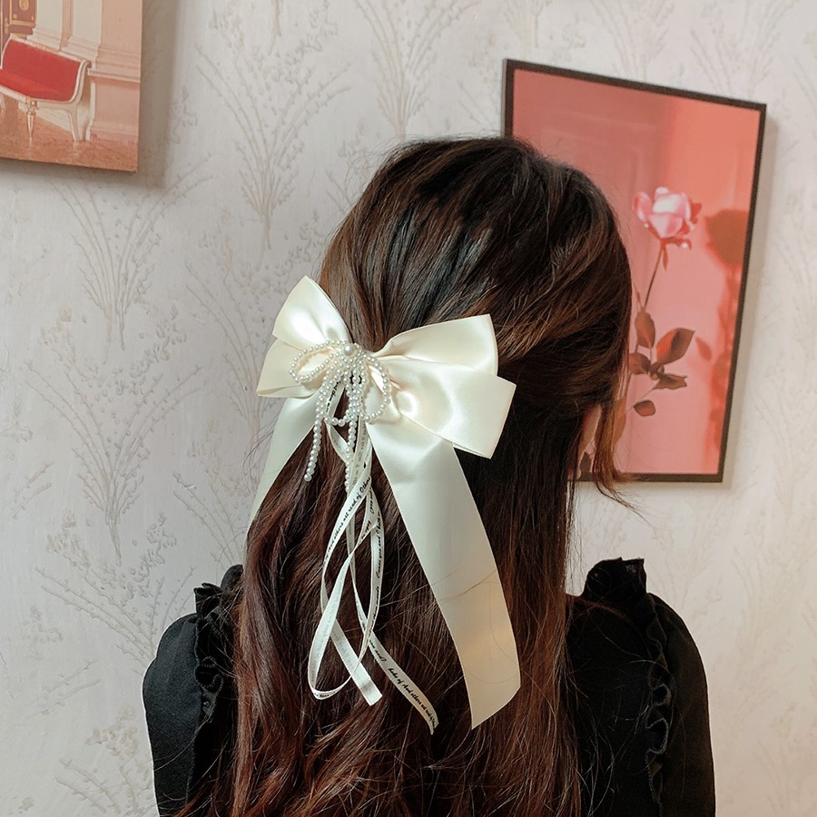 Trâm Cài Tóc Nơ Tua Rua Đính Ngọc Trai Nhân Tạo Phong Cách Trung Hoa