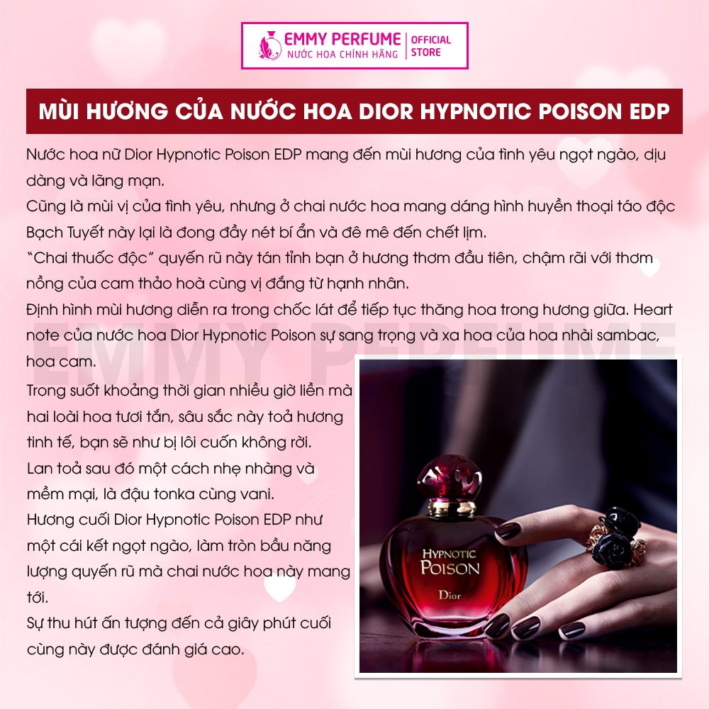 Nước hoa Nữ Dior HYPNOTIC POISON Hương VỊ TRÁI CẤM - Quyến rũ, mạnh mẽ, thu hút EmmyPer