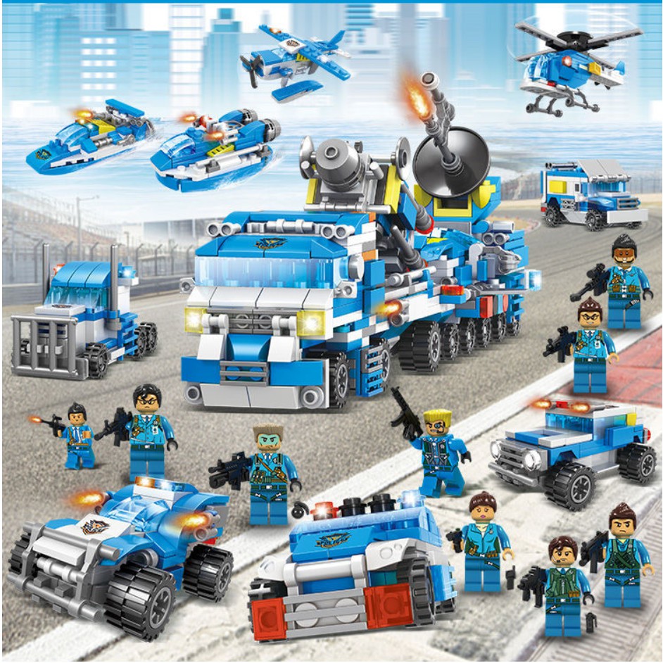 [780 CHI TIẾT-HÀNG CHUẨN] BỘ ĐỒ CHƠI XẾP HÌNH LEGO CẢNH SÁT,Lắp Ghép OTO, ROBOT, Lắp Ráp Xe Swat, Trực Thăng, Máy Bay