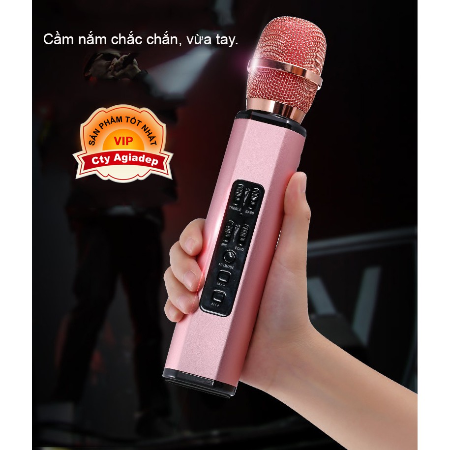 [Mã ELHACE giảm 4% đơn 300K] Micro hát Karaoke kiêm Loa Bluetooth - Loại cao cấp âm thanh chất lượng cao KTV K6