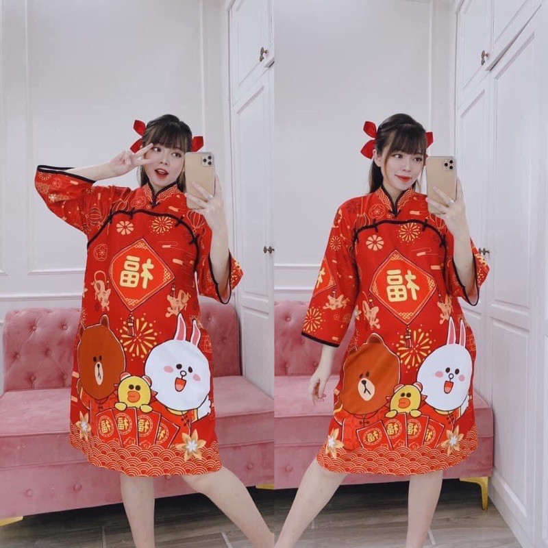 BIGSIZE - Đầm sườn xám tay lỡ (50 - 80kg) | BigBuy360 - bigbuy360.vn