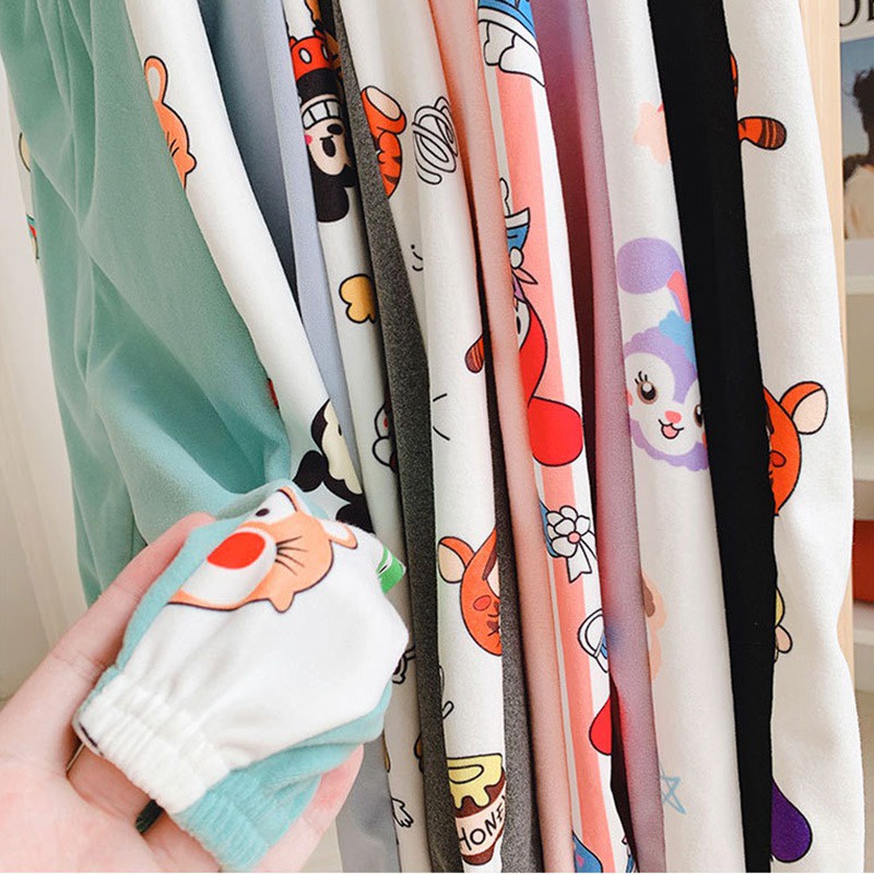 Quần dài giữ ấm họa tiết hoạt hình phong cách Hàn quốc cho bé gái