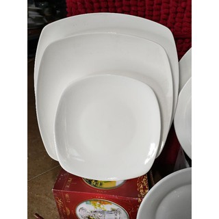 bộ bát đĩa sứ trắng tổng 23 món