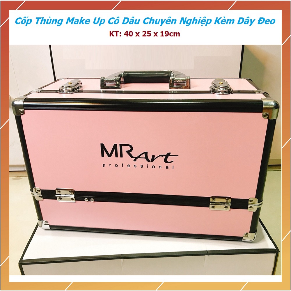 [BH 24T] Cốp Trang Điểm Chuyên Nghiệp Mr Art - Thùng Đựng Đồ Make Up Cô Dâu Kèm Dây Đeo