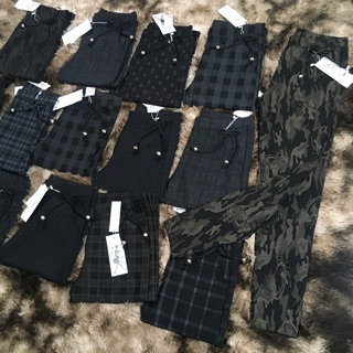 Quần cotton dài sọc caro lưng thun