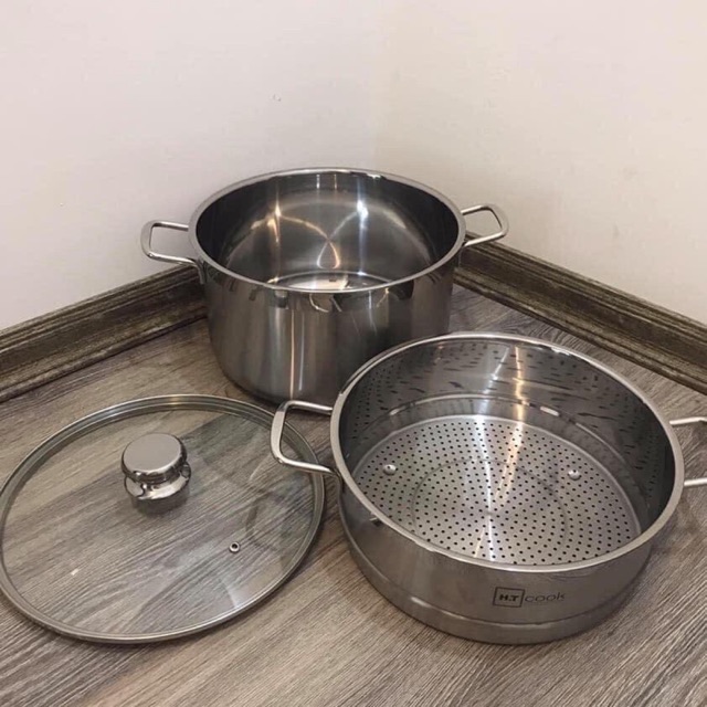 Bộ nồi xửng hấp inox 28cm nắp kính cường lực Fivestar HT Cook sử dụng được trên tất cả các loại bếp kể cả bếp từ