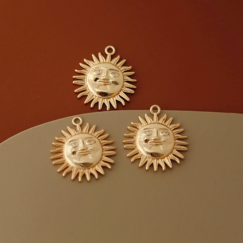 Mặt Dây Chuyền Mạ Vàng  Hình Mặt Trăng / Mặt Trời Phong Cách Vintage