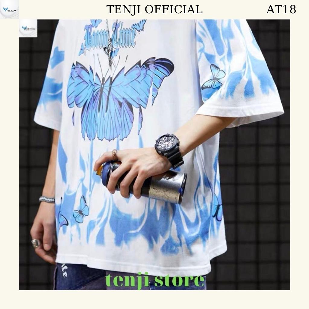 Áo thun nam tay lỡ from rộng cáo cấp mẫu mới cánh bướm trẻ trung cá tính, áo phông nam trắng mẫu mới AT18 TENJI