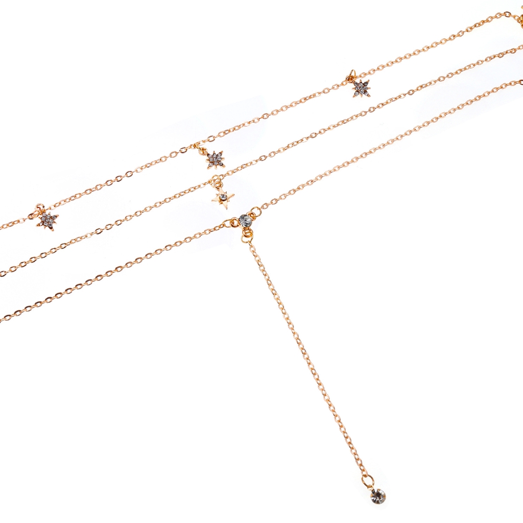 Vòng cổ nhiều lớp AY mặt dây hình ngôi sao đính đá giả thời trang cho nữ