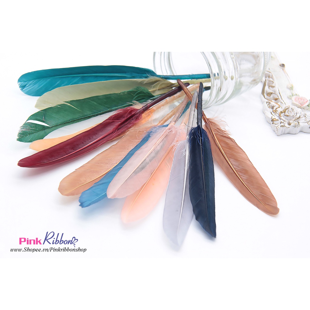 GÓI 10C - Lông vũ tự nhiên phong cách Boho nhiều màu chiều dài từ 12-15cm