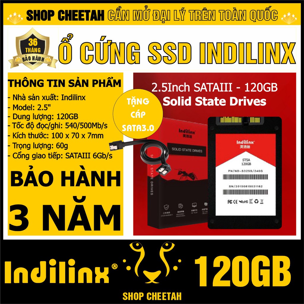 Ổ cứng SSD 2.5” Indilinx 120GB – CHÍNH HÃNG – Bảo hành 3 năm –Tặng cáp dữ liệu Sata 3.0