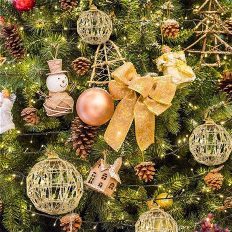 6Pcs/Set Christmas Tree Hollow Ball /5cm/6cm Xmas Gold Ball Hanging Decoration/Party Festival Ornaments Home Decor Ornament