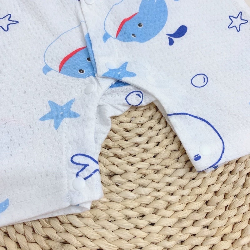 Body đùi cộc tay cúc giữa vải thông hơi mỏng mát cho bé trai bé gái sơ sinh mùa hè 𝟑𝟑𝐁𝐃𝐃𝐔