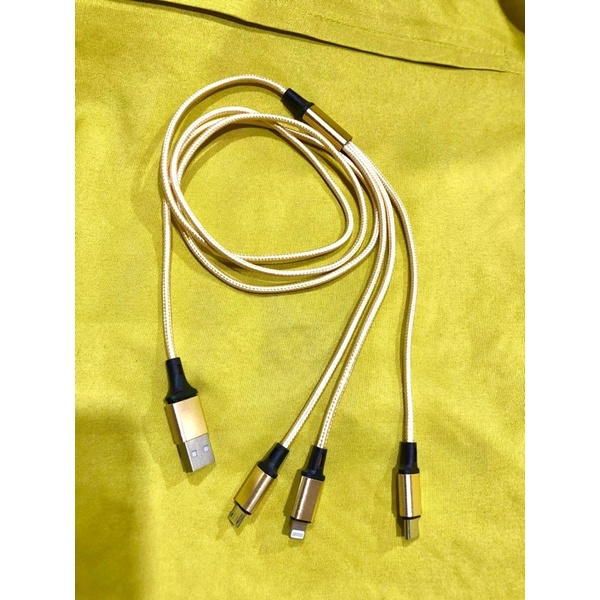 📣📣📣 Cáp sạc điện thoại tích hợp 3 đầu đa năng chính hãng-Dây dù 1.2m