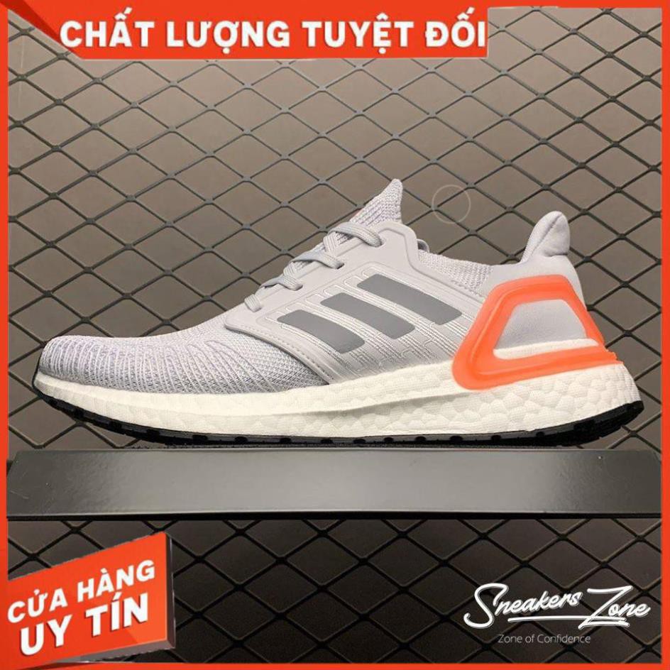 (FREE SHIP + HỘP + QUÀ) Giày thể thao ULTRA BOOST 2020 grey red Xám gót đỏ đế trắng Ultra boost 6.0