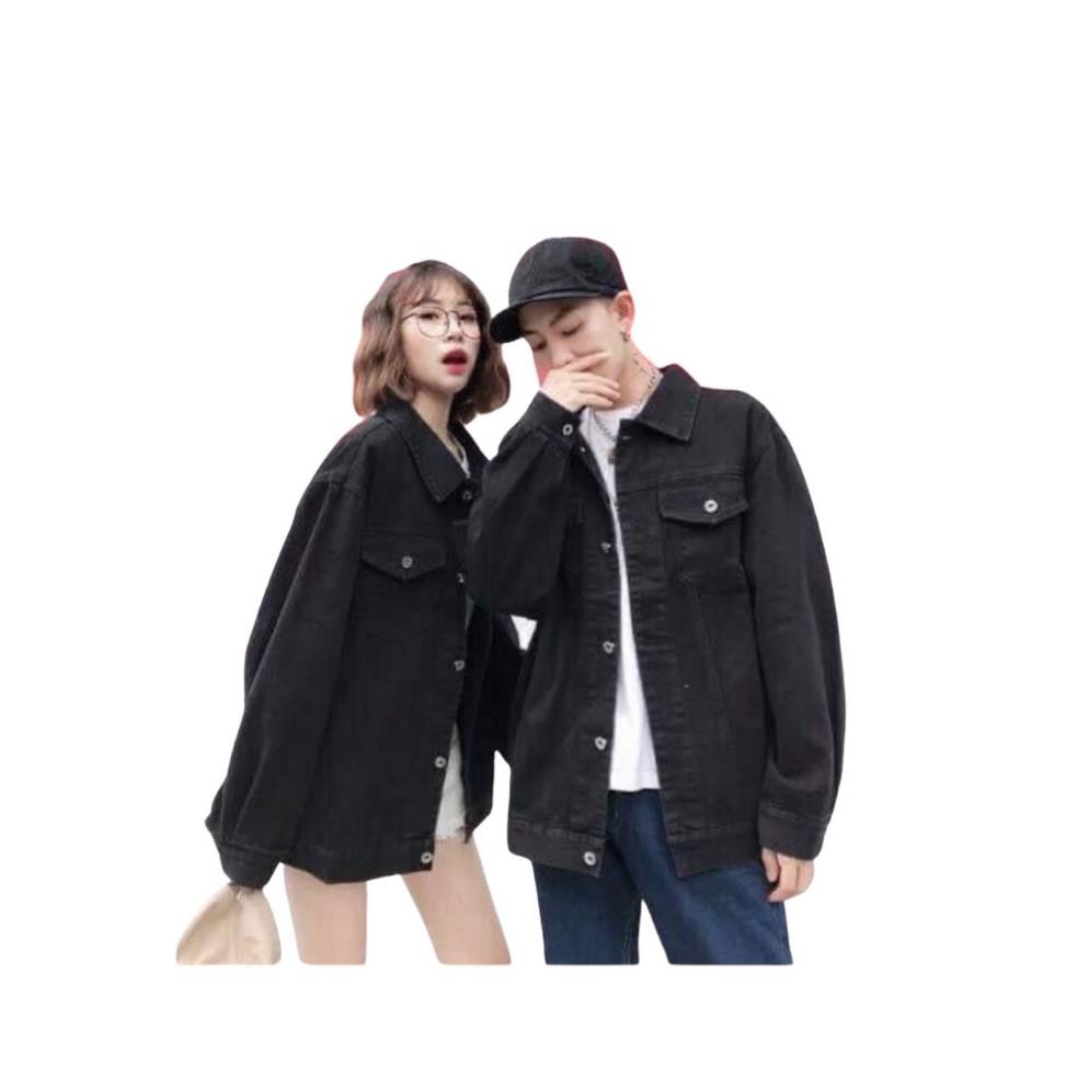 HCM Áo Khoác Jean Nam Đen Trơn Không In Hình Kiểu dáng Unisex mã: CT173