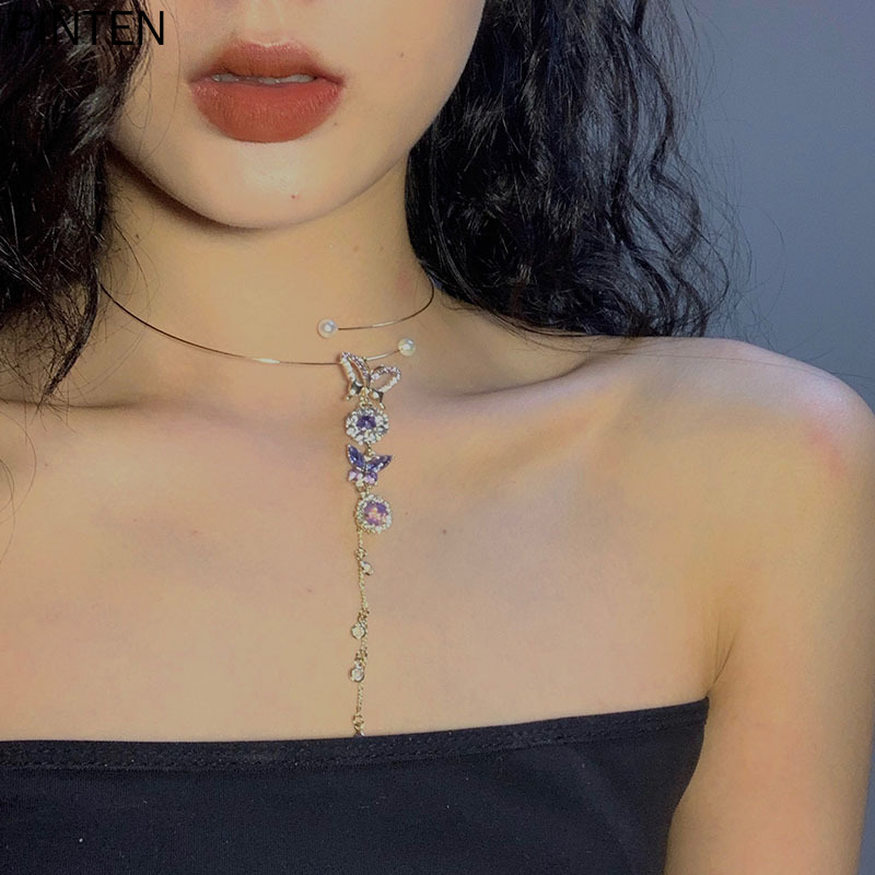 Vòng Cổ Choker Hình Bướm Đính Đá Thời Trang