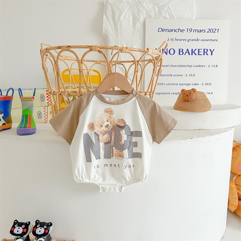 Áo Liền Quần In Hình Gấu Thời Trang Dành Cho Trẻ Sơ Sinh