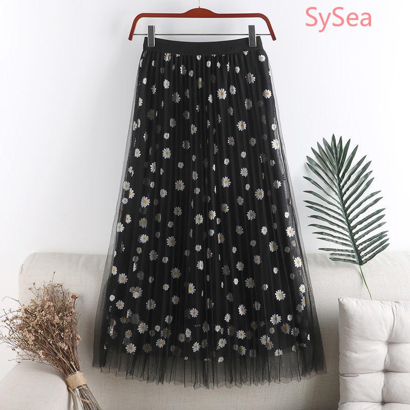 Chân Váy Dài Dáng Chữ A Họa Tiết Hoa Cúc Xinh Xắn Thời Trang Mùa Hè