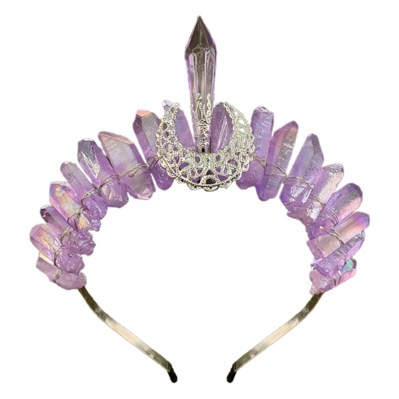 Flgo Băng Đô Cài Tóc Hình Vương Miện Đính Pha Lê Trong Suốt Phong Cách Boho Cho Cô Dâu Aura